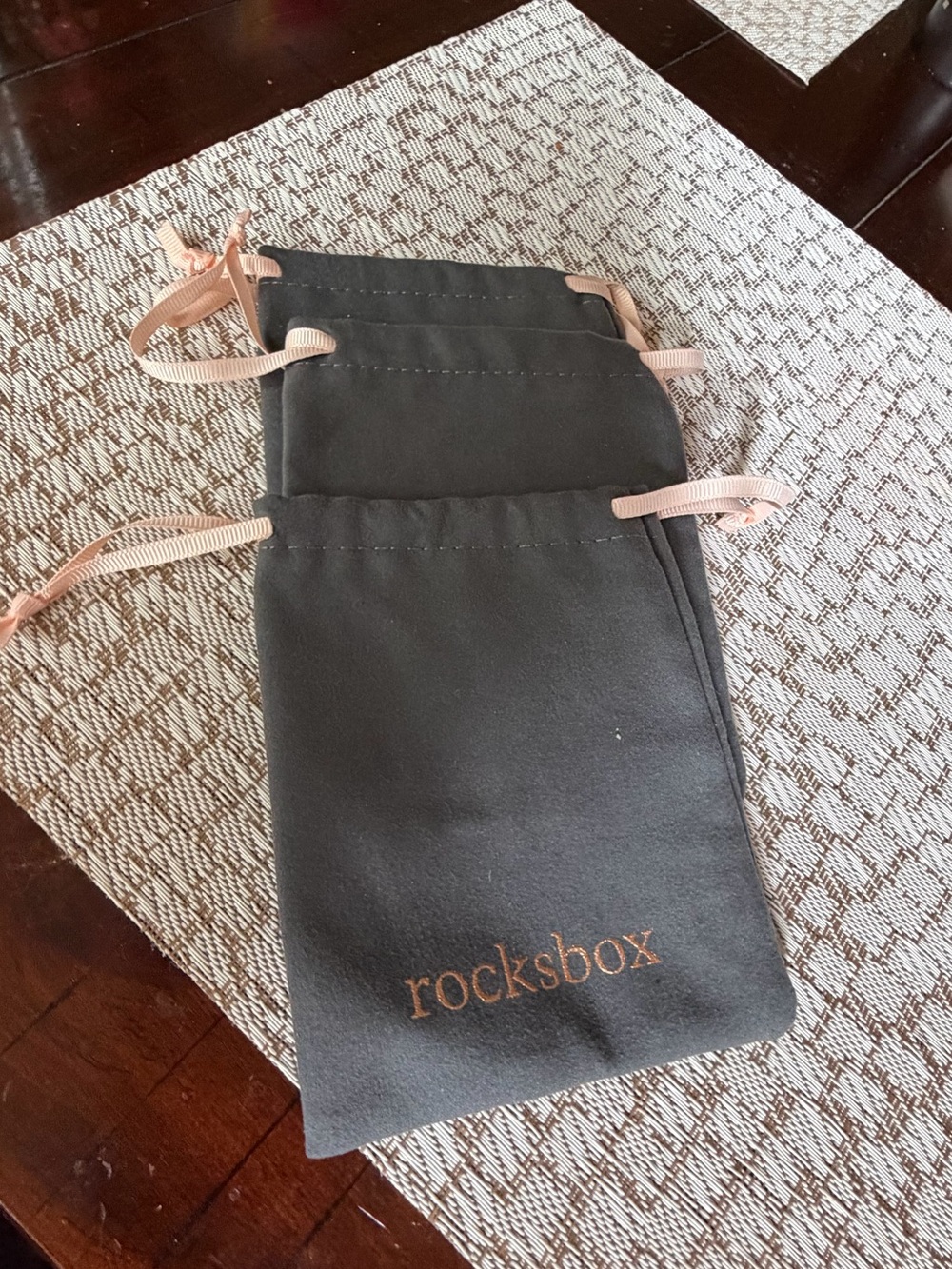 rocksbox gray jewelry pouches set of two